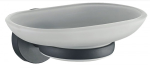 D220111 Мыльница настенная овал. стекло черный/Силумин D-lin w