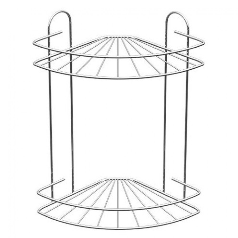 Полка 2-х ярусная угловая радиальная мелкая, хром (вку-1.2.3)