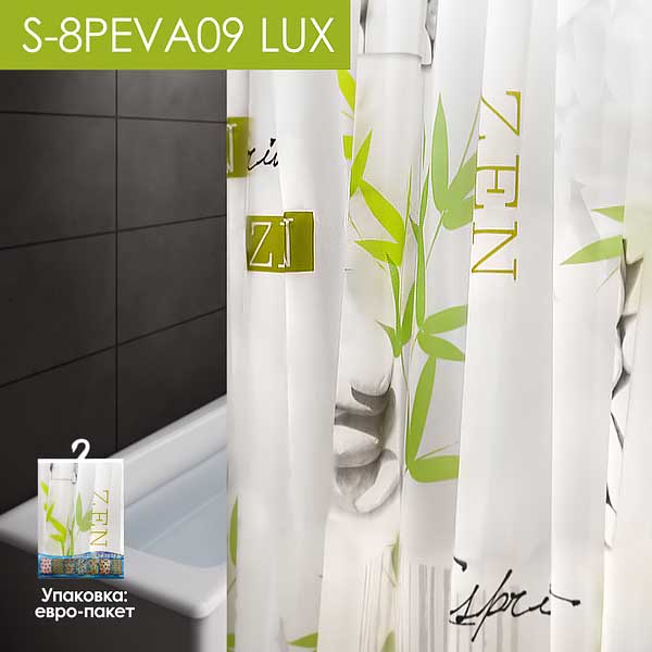 GS-8PEVА09 LUX  Штора д/в 180х180 с кольцами с рисунком (белый бамбук) 