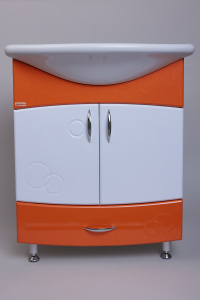 Тумба 70 Улыбка (под раковину "Лидия-70") бело-оранжевый металлик, 0518.1/36 w