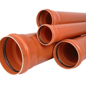 Канализ. труба с раструбом110х3,2х0,5м рыжая наруж.