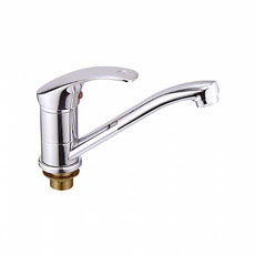 L4536-2 Смеситель для кухни средний излив с гайкой,  однорычажный, поворотный латунь (15) LEDEME