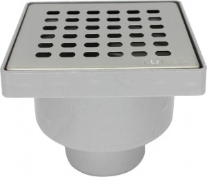 ST2110-50-MR Трап квадратный 100*100мм с глянц. мет. реш., вертикал.сухой затвор, выпуск 50мм Apuant