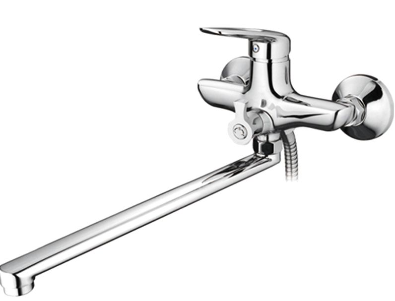 L2248 Смеситель для ванны L-излив 40 см, дивертор в корпусе латунь LEDEME