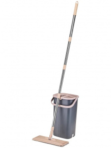 Комплект для уборки (ведро с отжимом и полоскан +швабра с плоской насадкой) графит ЕК-419-04