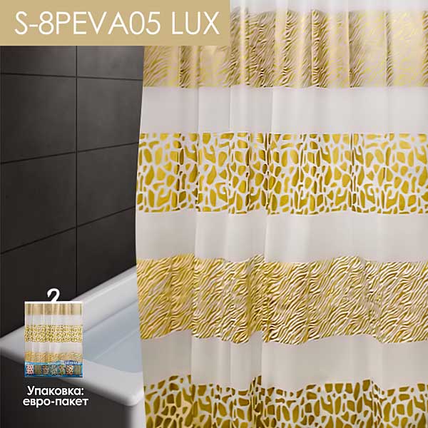 GS-8PEVА05 LUX  Штора д/в 180х180 с кольцами с рисунком (золото) 