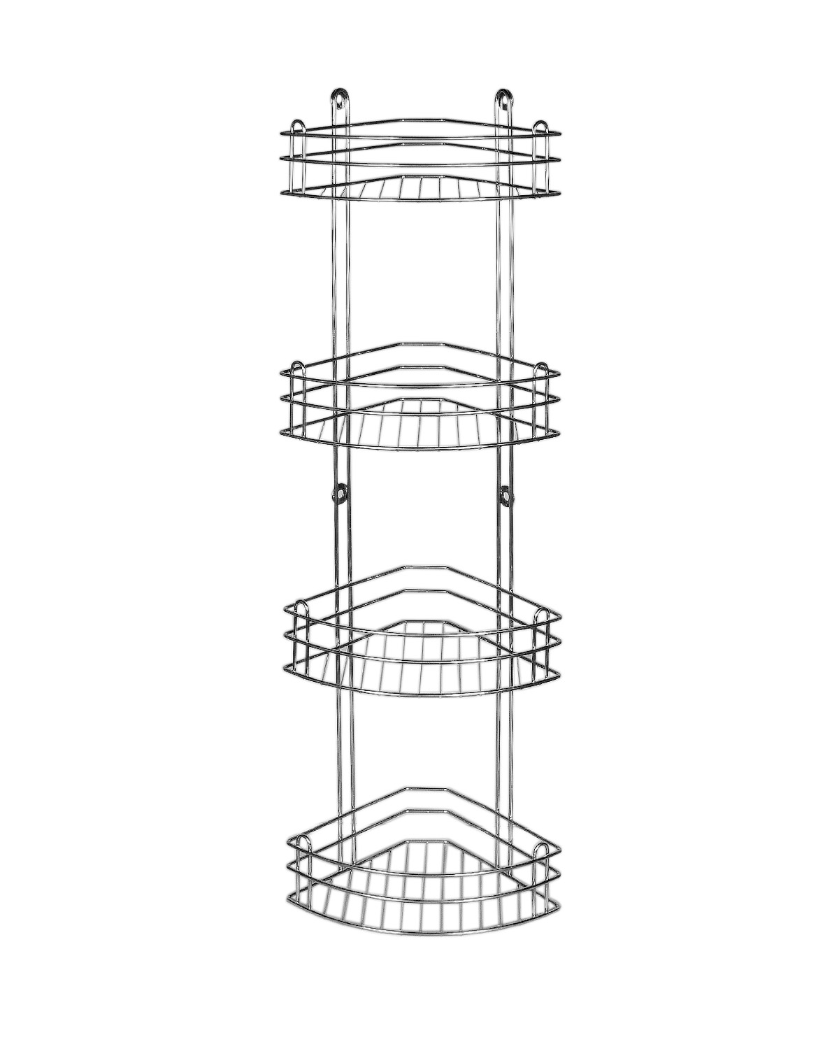 Полка 4-х ярусная угловая страйт глубокая, хром (вку-2.4.3)