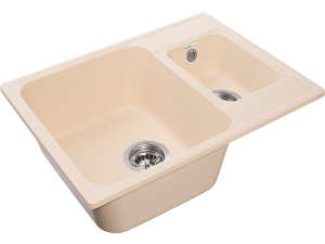 Мойка ECO-09 1.5 чаш. 620*480 (бежевый) GranFest-ECO (+сиф.2-й 1/2" с круг.пер.и отв. GRAND)