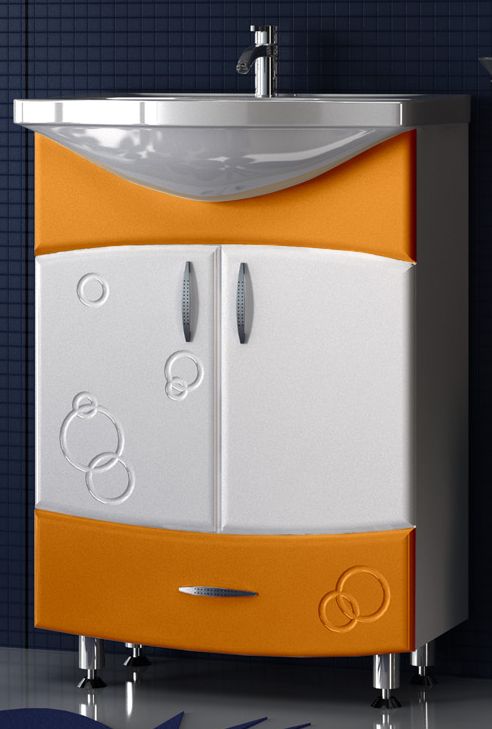 Тумба 70 Улыбка (под раковину "Лидия-70") бело-оранжевый металлик, 0518.1/36 w