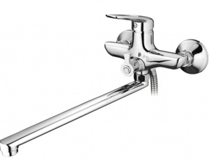 L2248 Смеситель для ванны L-излив 40 см, дивертор в корпусе латунь LEDEME